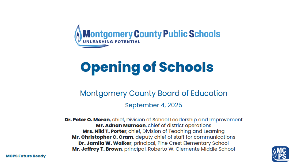 Opening of Schools and Summary of MCPS Changes for SY 2025-26