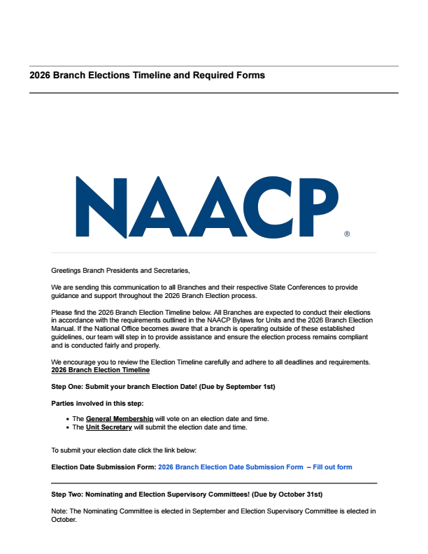 2026 Branch Elections Timeline and Required Forms